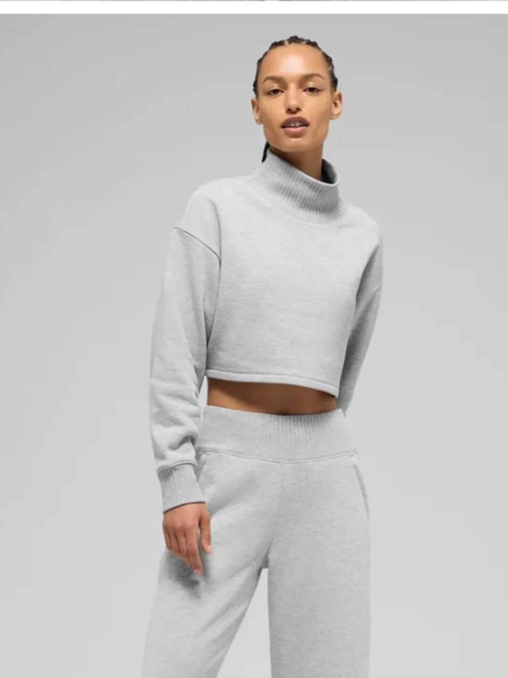 ALO Yoga Cropped Serenity Coverup Sweatshirt Heather Gray Women's Medium